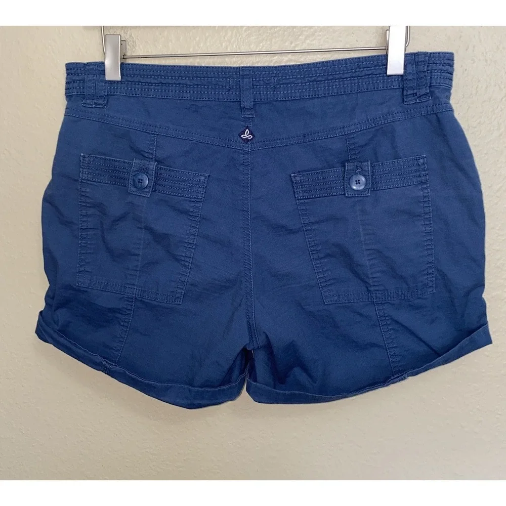 Prana Shorts Mari Womens 10 Blue Navy Hiking Camping Wicking Lightweight Pocket